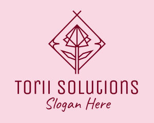 Maroon Geometric Rose  logo design