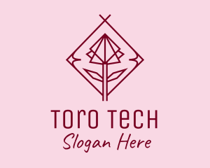 Maroon Geometric Rose  logo design