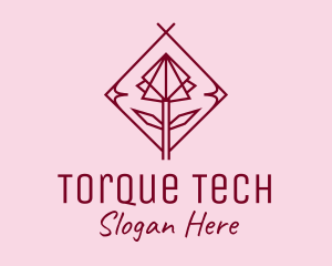 Maroon Geometric Rose  logo design