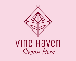 Maroon Geometric Rose  logo design