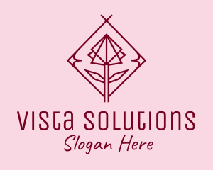 Maroon Geometric Rose  logo design