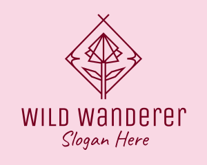 Maroon Geometric Rose  logo design