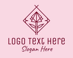 Stem - Maroon Geometric Rose logo design