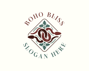 Floral Boho Snake logo design