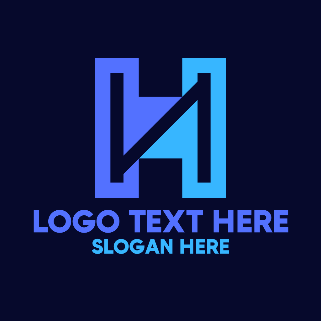 Modern Blue Letter H Logo BrandCrowd Logo Maker
