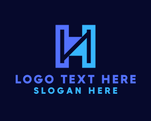 Automation - Modern Blue Letter H logo design