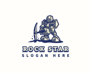 Rock Golem Pickaxe logo design
