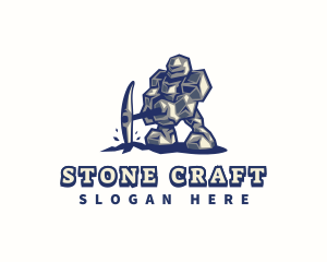 Stone Golem Pickaxe logo design