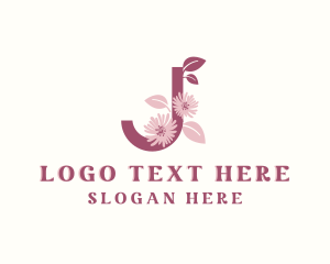 Leaf - Botanical Flower Letter J logo design