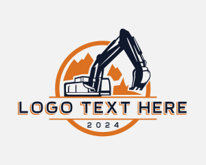 Emblem - Excavator Machinery Backhoe logo design