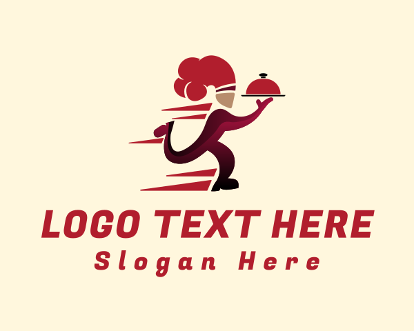 Dining - Red Running Chef logo design