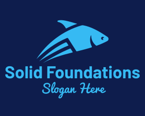 Fishport - Blue Flying Fish logo design
