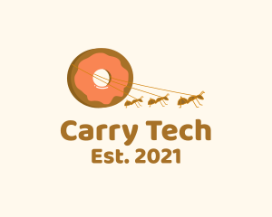 Carry - Ants Carrying Donut logo design