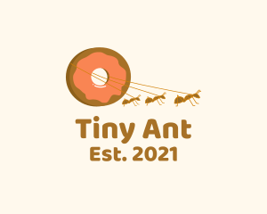Ant - Ants Carrying Donut logo design