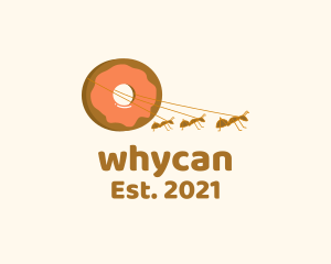 Ant - Ants Carrying Donut logo design