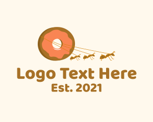 Donut - Ants Carrying Donut logo design