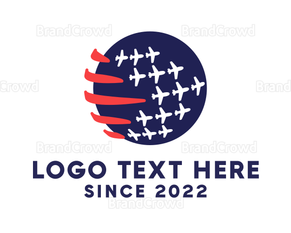 Patriotic Plane Globe Logo