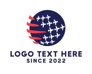 Plane - Patriotic Plane Globe logo design