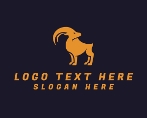 Goat - Gold Ram Horn logo design
