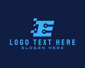 Program - Blue Tech Letter E logo design