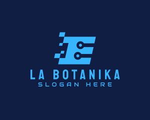Blue Tech Letter E Logo
