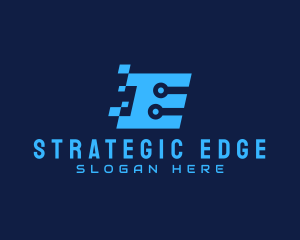 Blue Tech Letter E Logo