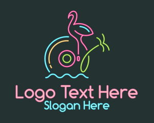 Pop - Neon Disc Tropical logo design