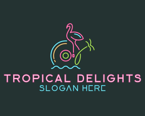 Y2K Neon Disc Tropical logo design