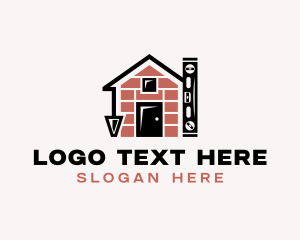 Level Tool - Brick Home Construction logo design