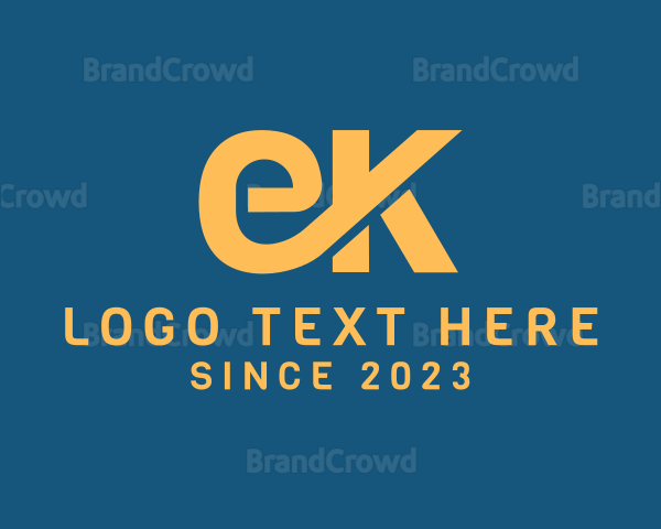 Yellow Letter EK Monogram Logo