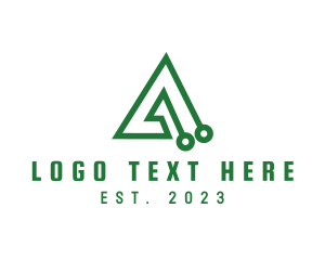 Green Triangle - Tech A Outline logo design