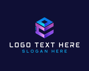 Logistics - Cube Box Letter E logo design