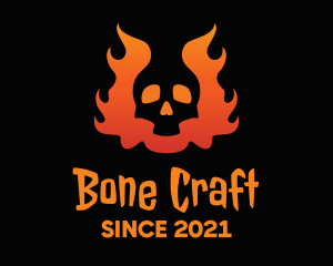 Skeletal - Evil Flaming Skull logo design