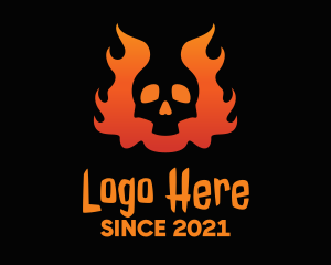 Gamer - Evil Flaming Skull logo design