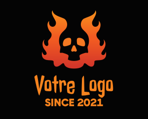 Skeleton - Evil Flaming Skull logo design