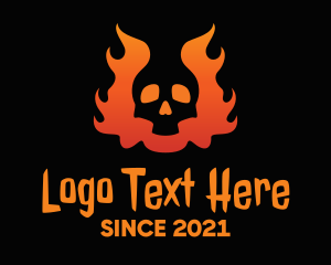 Evil - Evil Flaming Skull logo design