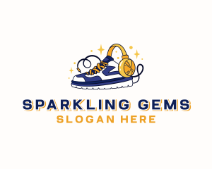 Sparkling Sneaker Headphones logo design