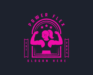 Muscular - Muscular Female Gym logo design