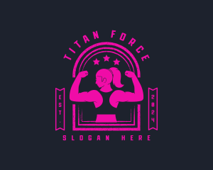 Heavyweight - Muscular Female Gym logo design