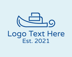 Ferry - Blue Yacht Outline logo design
