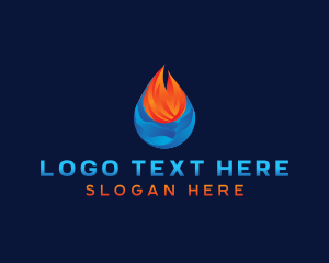 Heat - Fire Water Droplet logo design