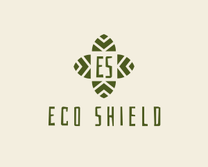 Leaf Cross Organic Eco logo design