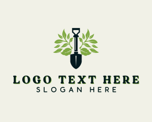Landscaping - Leaf Gardening Shovel logo design