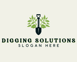 Shovel - Leaf Gardening Shovel logo design