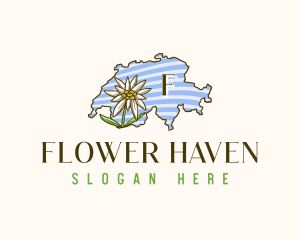 Switzerland Botanical Flower logo design