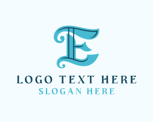 Ribbon - Retro Gothic Business Letter E logo design