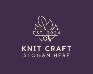 Knit - Leaf Needlecraft Stitching logo design