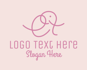 Simplistic - Pink Monoline Elephant logo design