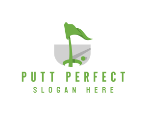 Putt - Golf Ball Flag logo design