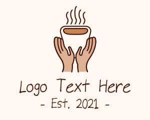 Caffeine - Hot Coffee Cup Hands logo design